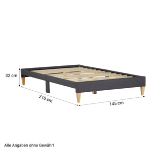 Polsterbett 140x200 cm Grau | Futonbett | mit Lattenrost | mit Matratze | Doppelbett Stoffbett