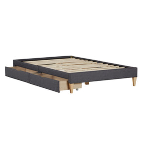 Polsterbett 90x200 cm Grau | Futonbett | mit Lattenrost | mit Matratze | mit 2 Bettkästen
