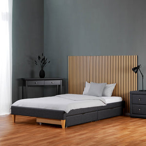 Polsterbett 90x200 cm Grau | Futonbett | mit Lattenrost | mit Matratze | mit 2 Bettkästen
