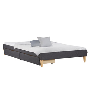 Polsterbett 140x200 cm Grau | Futonbett | mit Lattenrost | mit Matratze | mit 2 Bettkästen