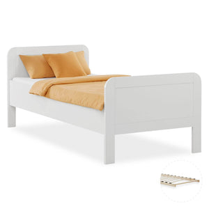 Komfortbett 90x200 mit Lattenrost Seniorenbett Höhenverstellbar Holzbett Weiss