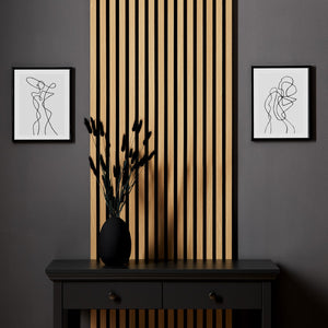 2er-Set Akustikpaneele Wandpaneele 60 x 60 cm Natur Eiche Holz 3D Leisten