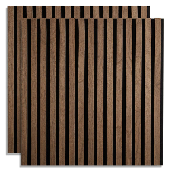 2er-Set |Akustikpaneele Wandpaneele 60 x 60 cm Braun Walnuss | Holz | 3D Leisten
