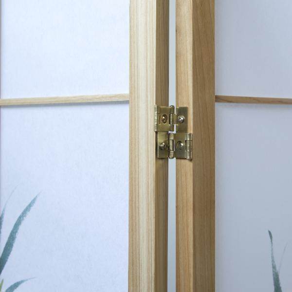 5 fach Holz Paravent Raumteiler 8236 natur Bambusmuster