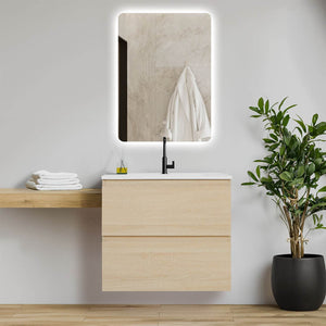 Badmöbel Set 3 tlg. Waschtisch 60 cm Holz Eiche