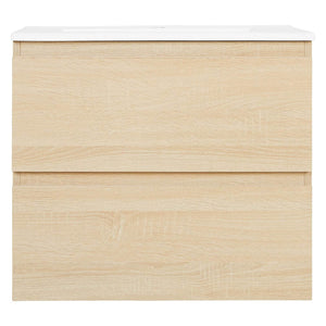 Badmöbel Set 3 tlg. Waschtisch 60 cm Holz Eiche