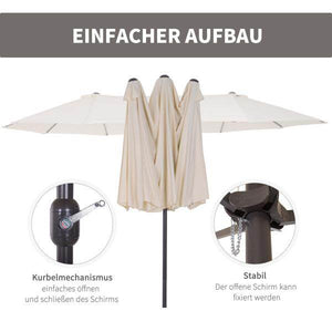 Sonnenschirm mit Handkurbel Oval Metall + Polyester Cremeweiss