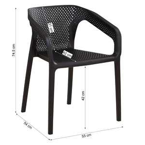 Gartenstuhl mit Armlehnen 4er Set Gartensessel Schwarz Stühle Kunststoff