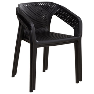 Gartenstuhl mit Armlehnen 4er Set Gartensessel Schwarz Stühle Kunststoff