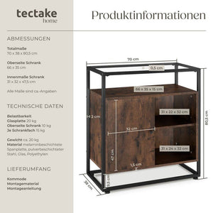 Kommode Conventry 70x38x80,5cm Industrial dunkelbraun