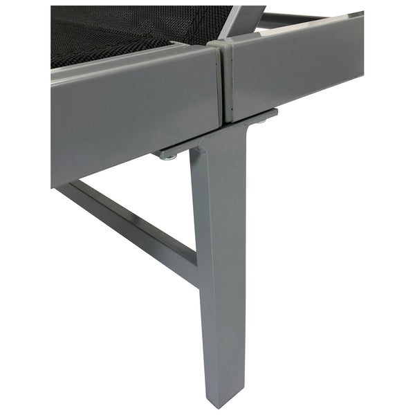 Rollenliege OSTIA, Aluminium silber + Textilgewebe schwarz