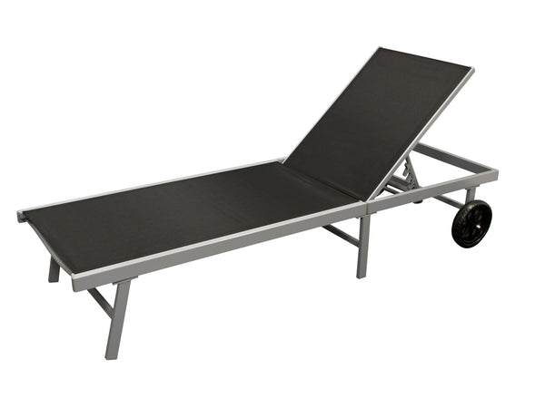 Rollenliege OSTIA, Aluminium silber + Textilgewebe schwarz