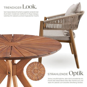 3-teiliges Gartenset Tisch und 2 Stühle Akazienholz Sand