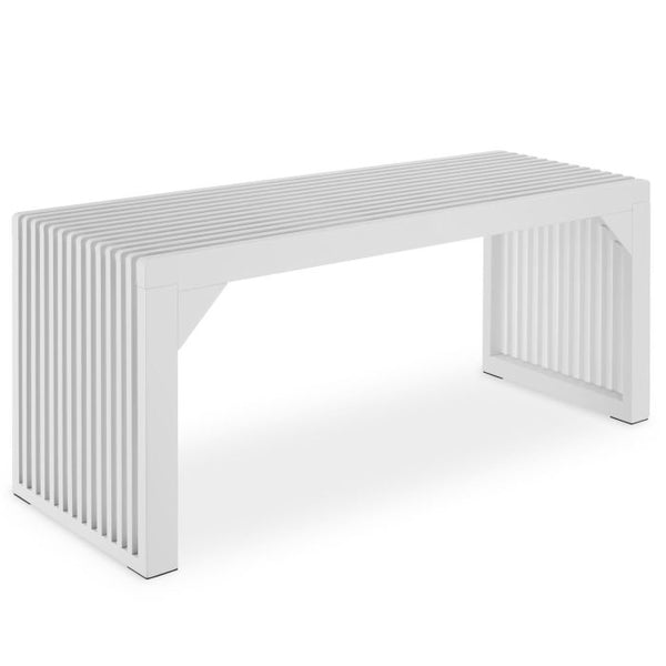 Sitzbank Ribb Lamellenoptik weiss 104 x 35 x 43 cm