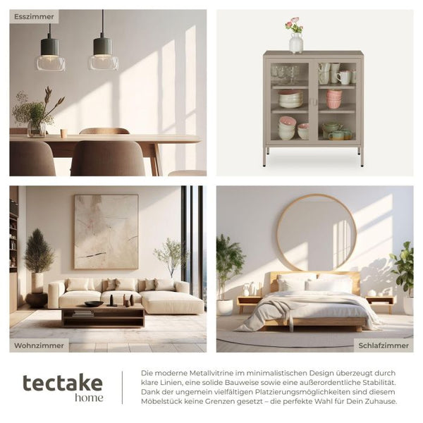 Metallvitrine Baker mit Glastüren taupe