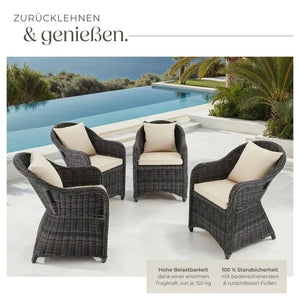 4er Set Aluminium Rattansessel