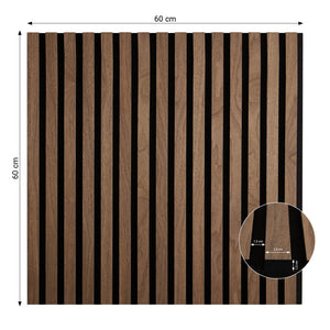 Akustikpaneele Wandpaneele 60 x 60 cm Braun Walnuss | Holz | 3D Leisten
