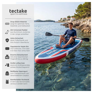 Stand-Up Paddle Board 2in1 Poseidon rot/blau 320 cm ohne Kamerahalterung