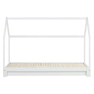 Hausbett 90x200 cm Weiss | Funktionsbett ausziehbar zum Doppelbett | mit Lattenrost | mit Matratzen