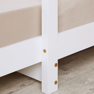 Hausbett 90x200 cm Weiss | Funktionsbett ausziehbar zum Doppelbett | mit Lattenrost | mit Matratzen