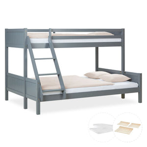 Etagenbett mit 2 Matratzen 90x200 und 140x200 Grau