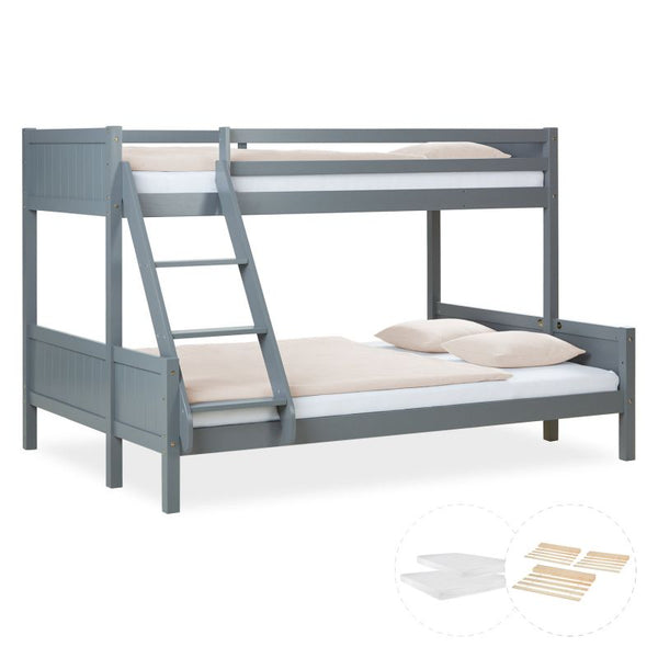 Etagenbett mit 2 Matratzen 90x200 und 140x200 Grau