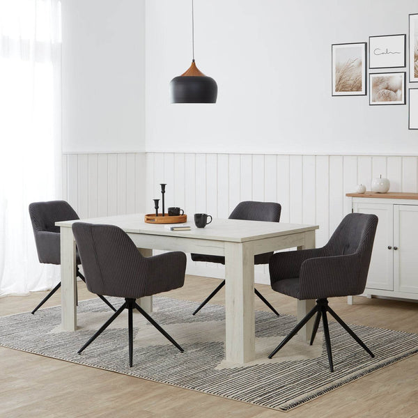 Esstisch mit 4 Stühlen Set Essgruppe Shabby Weiss 160x90 cm