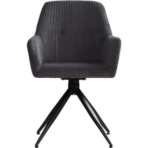 Polsterstuhl Cord Grau | 4er Set | drehbar | mit Armlehnen | Küche Esszimmer Büro