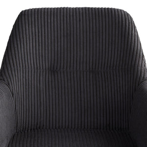 Polsterstuhl Cord Grau | 4er Set | drehbar | mit Armlehnen | Küche Esszimmer Büro