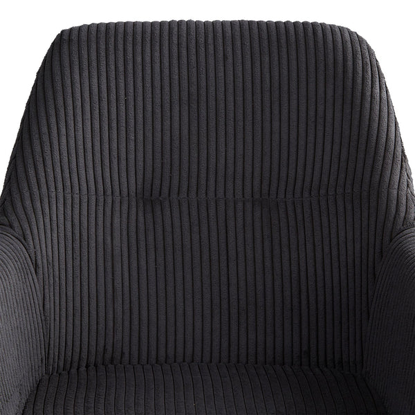 Polsterstuhl Cord Grau | 4er Set | drehbar | mit Armlehnen | Küche Esszimmer Büro