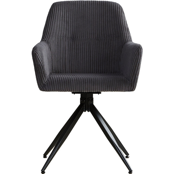 Polsterstuhl Cord Grau | 6er Set | drehbar | mit Armlehnen | Küche Esszimmer Büro
