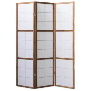 3 fach Holz Paravent Raumteiler tabak