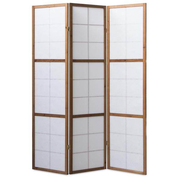 3 fach Holz Paravent Raumteiler tabak