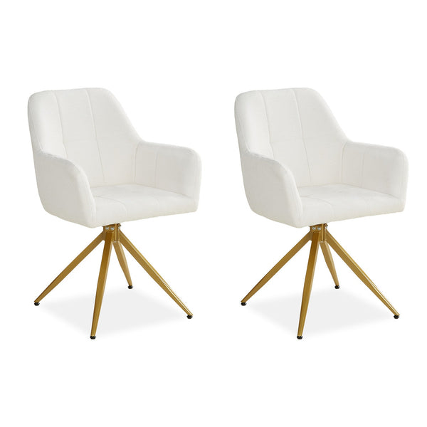 Polsterstuhl Bouclé Beige | 2er Set | drehbar | mit Armlehnen | Küche Esszimmer Büro