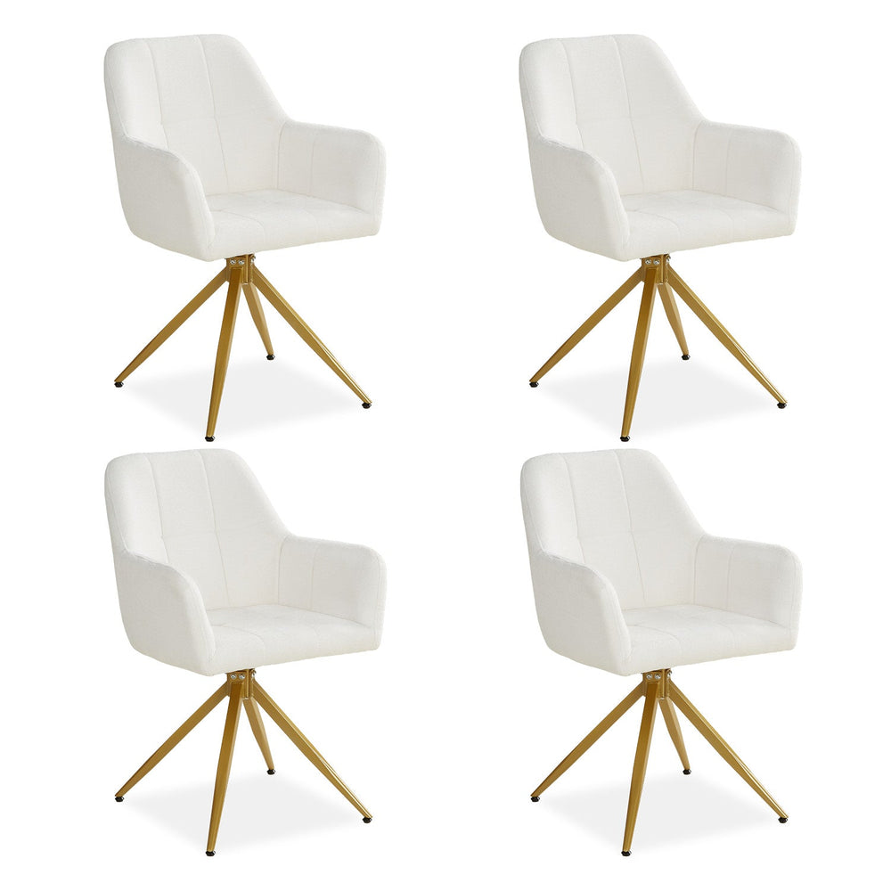 Polsterstuhl Bouclé Beige | 4er Set | drehbar | mit Armlehnen | Küche Esszimmer Büro