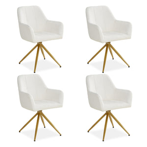 Polsterstuhl Bouclé Beige | 4er Set | drehbar | mit Armlehnen | Küche Esszimmer Büro