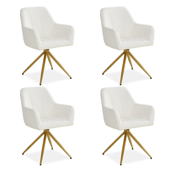 Polsterstuhl Bouclé Beige | 4er Set | drehbar | mit Armlehnen | Küche Esszimmer Büro