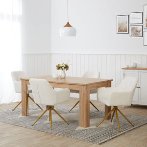 Polsterstuhl Bouclé Beige | 4er Set | drehbar | mit Armlehnen | Küche Esszimmer Büro