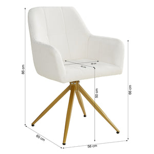 Polsterstuhl Bouclé Beige | 4er Set | drehbar | mit Armlehnen | Küche Esszimmer Büro