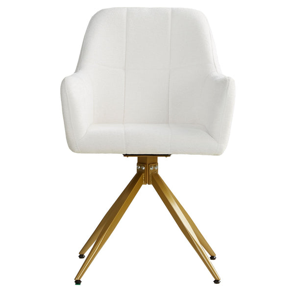 Polsterstuhl Bouclé Beige | 4er Set | drehbar | mit Armlehnen | Küche Esszimmer Büro