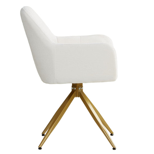 Polsterstuhl Bouclé Beige | 4er Set | drehbar | mit Armlehnen | Küche Esszimmer Büro