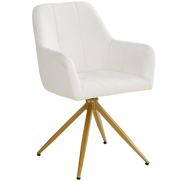 Polsterstuhl Bouclé Beige | 4er Set | drehbar | mit Armlehnen | Küche Esszimmer Büro