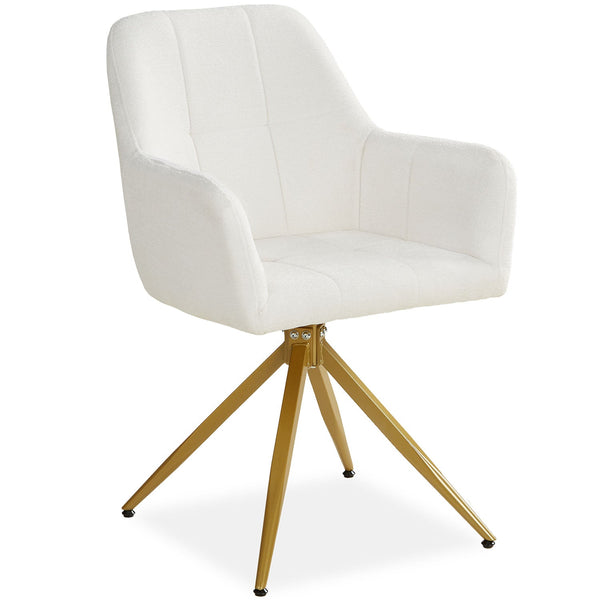 Polsterstuhl Bouclé Beige | 6er Set | drehbar | mit Armlehnen | Küche Esszimmer Büro