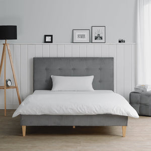 Polsterbett 140x200 cm Grau Cord | mit Lattenrost | mit Matratze | Doppelbett Stoffbett