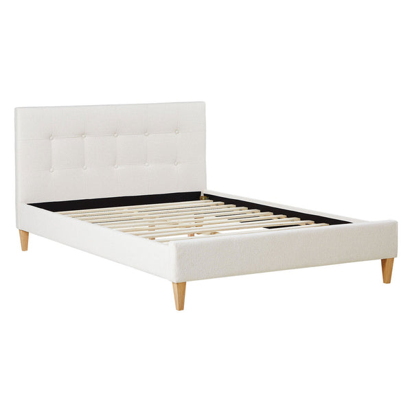 Polsterbett 140x200 cm Beige Bouclé | mit Lattenrost | mit Matratze | Doppelbett
