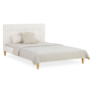 Polsterbett 140x200 cm Beige Bouclé | mit Lattenrost | mit Matratze | Doppelbett