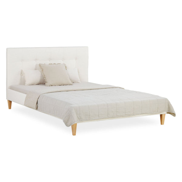 Polsterbett 140x200 cm Beige Bouclé | mit Lattenrost | mit Matratze | Doppelbett