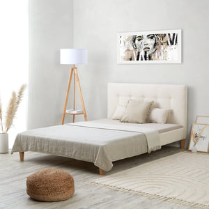 Polsterbett 140x200 cm Beige Bouclé | mit Lattenrost | mit Matratze | Doppelbett
