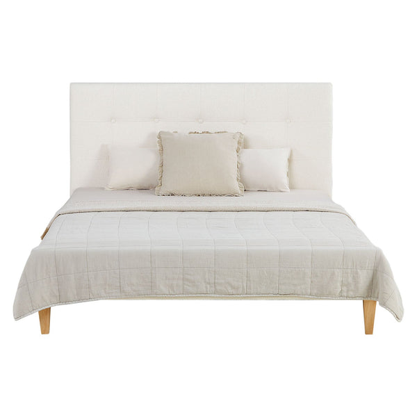 Polsterbett 140x200 cm Beige Bouclé | mit Lattenrost | mit Matratze | Doppelbett