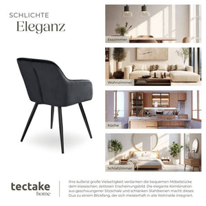 2er Set Stuhl Marilyn Samtoptik, schwarz